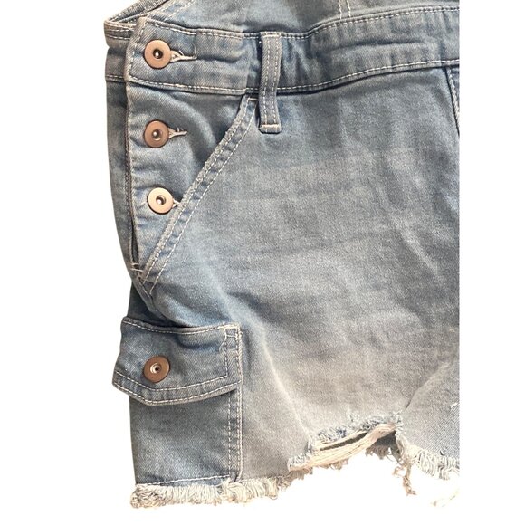 No Boundaries Denim Shortalls Floral Embroidered Size L (11-13) NWT - Picture 4 of 11